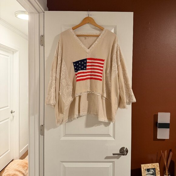 POL Americana Flag Oversized Slouchey Shirt, NWOT, Size M - Picture 5 of 7